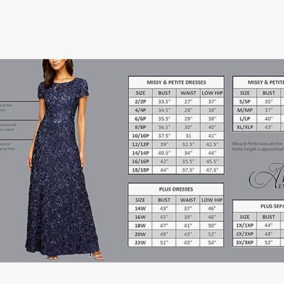 Alex Evenings Women's Plus Size Long Sleeve Sweetheart Neckline Dress size 18 - Picture 11 of 11